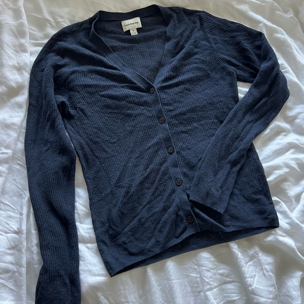Navy Blue Button Sweater - Picture 2 of 6